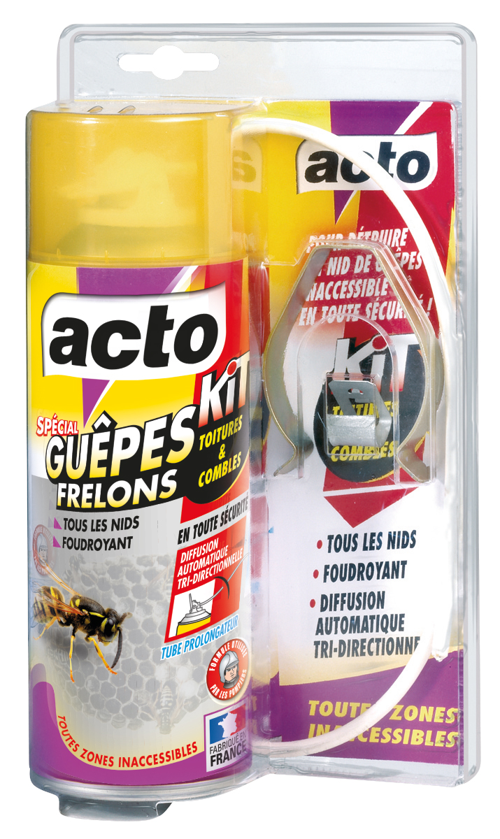Aérosol spécial guêpes et frelons kit toitures et combles ACTO GUEP008
