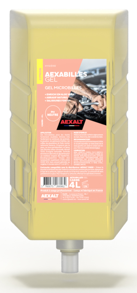 Aexabilles gel mains microbilles citron cartouche 4 L AEXALT CA696