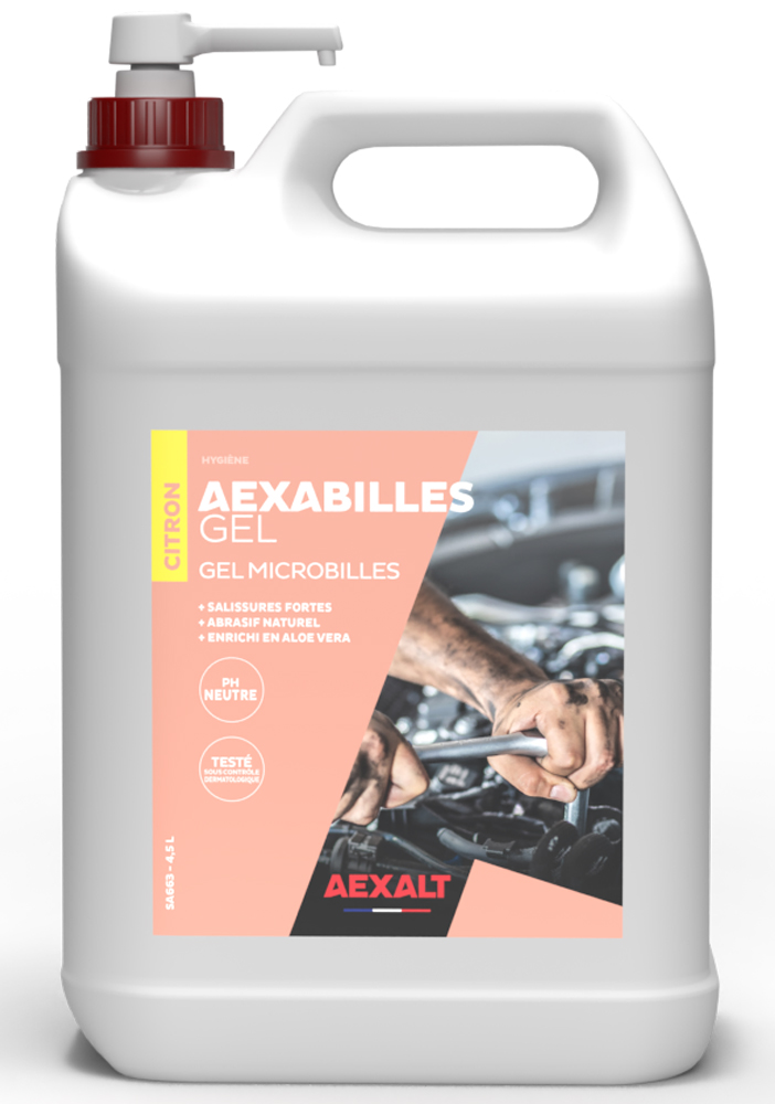 Aexabilles gel mains microbilles citron pompe + bidon de 4,5 L AEXALT SA663