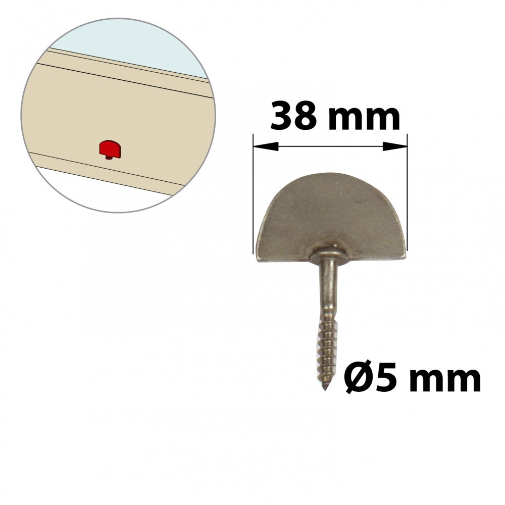 Butée de fermeture à visser inox brossé, H.60 x L.40 x P.10 mm