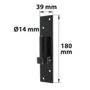 GOND PLATINE BOUT CARRE D14 H180MM NOIR acier prépeint, H.180x Diam.14 mm