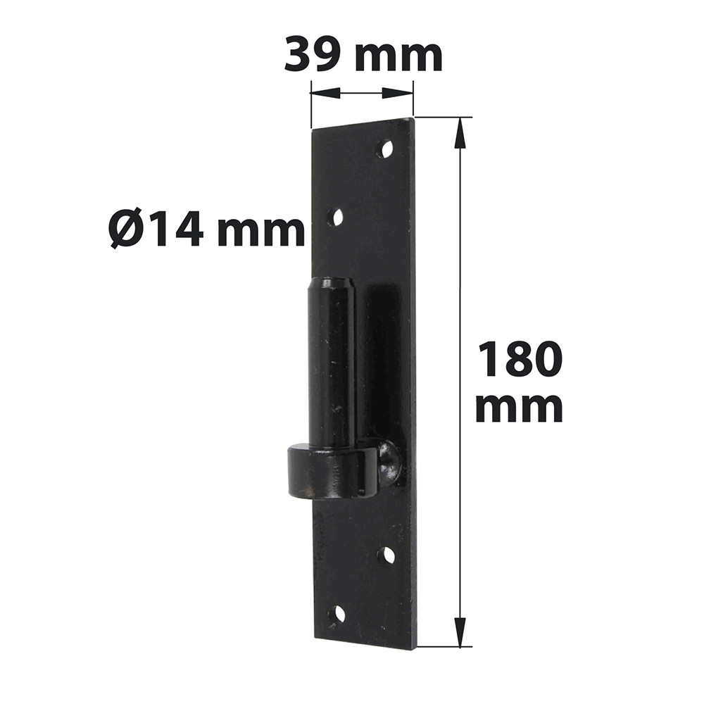 GOND PLATINE BOUT CARRE D14 H180MM NOIR acier prépeint, H.180x Diam.14 mm