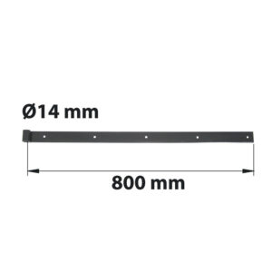 Penture à bout carré D14 35X4 L.800mm acier noir pré-peint