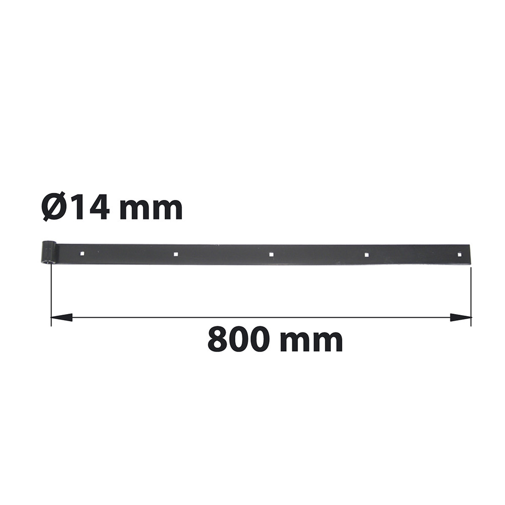 Penture à bout carré D14 35X4 L.800mm acier noir pré-peint
