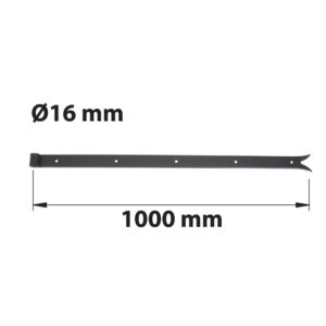 Penture à queue de carpe D16 40X5 L1000 mm acier noir pré-peint
