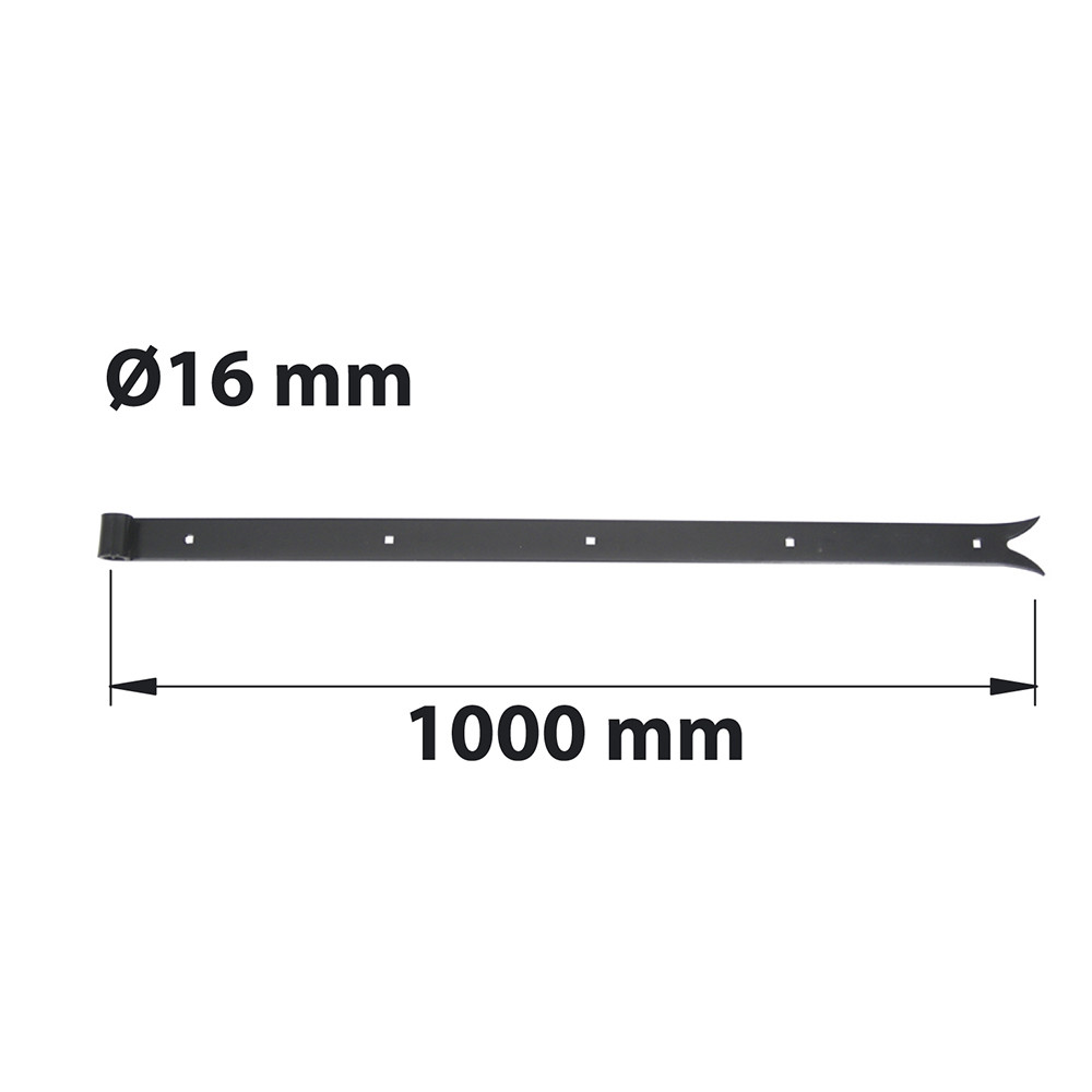 Penture à queue de carpe D16 40X5 L1000 mm acier noir pré-peint
