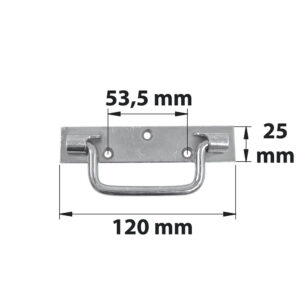Poignée sur platine à bout carré L 120 acier zingué blanc