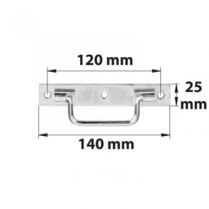 Poignée sur platine à bout carré L 140 acier zingué blanc