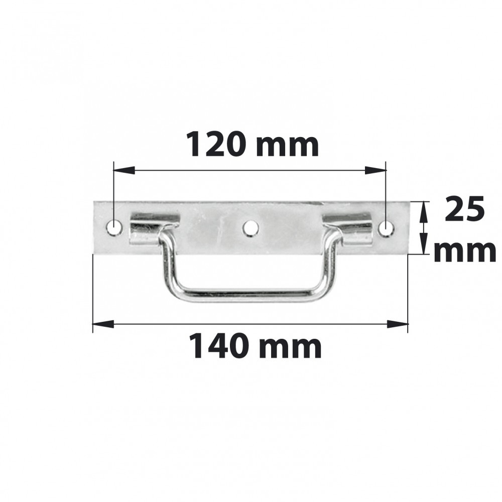Poignée sur platine à bout carré L 140 acier zingué blanc