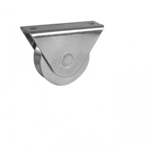 Roue à support extérieur acier zingué, H.85 x L.120 x P.35 mm