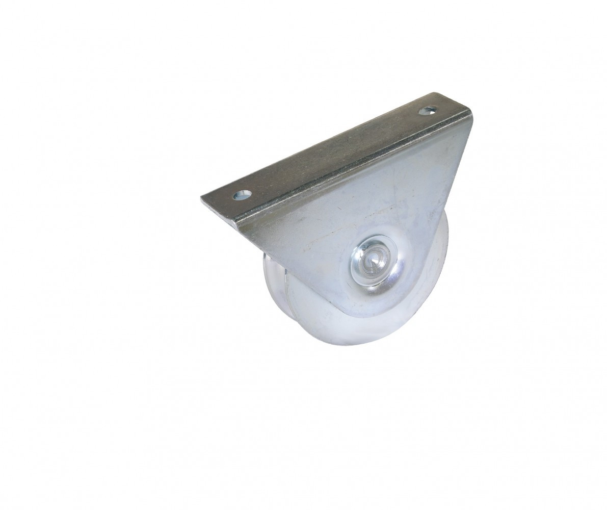 Roue à support extérieur acier zingué, H.85 x L.120 x P.36 mm