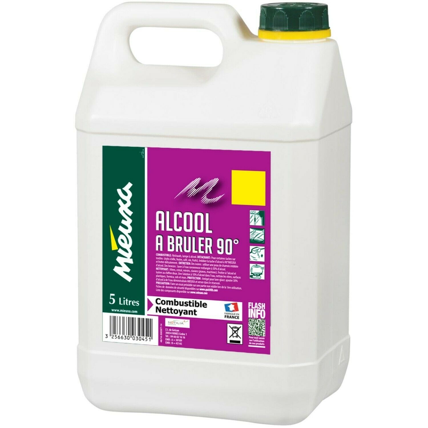 Alcool à brûler 90° 5 L MIEUXA 10347