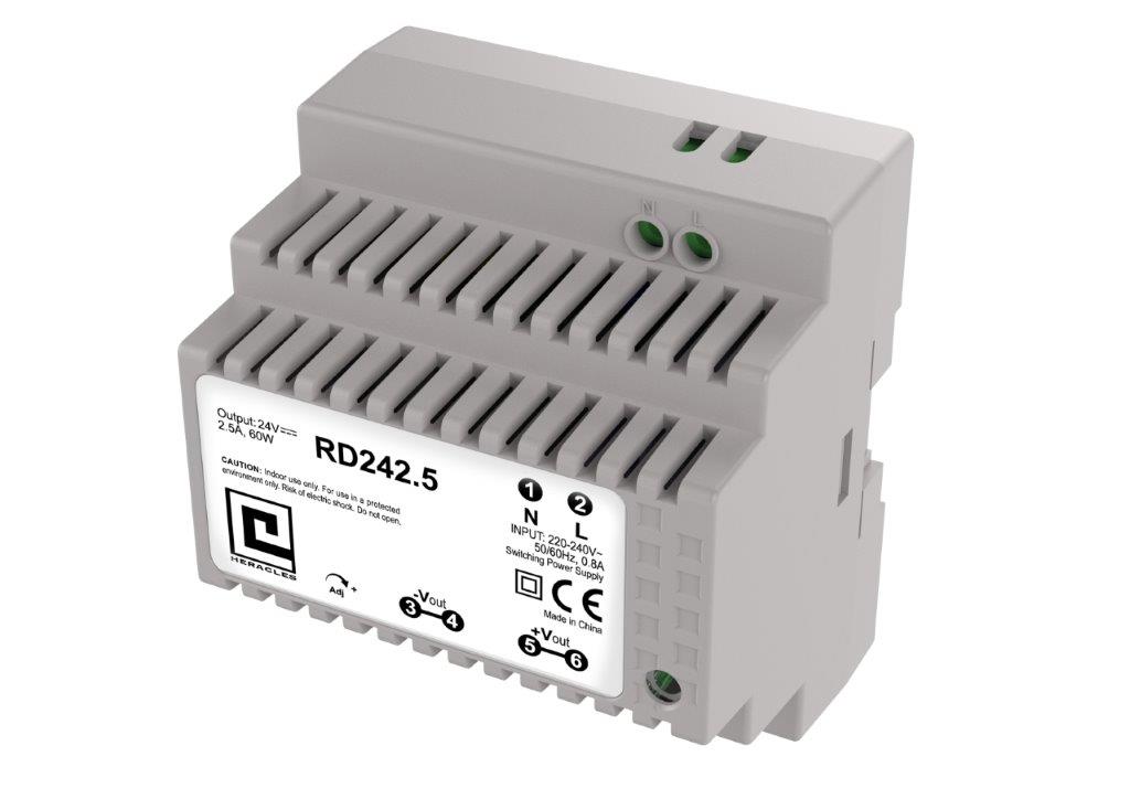 Alimentation à découpage rail DIN 5MOD 2,5 A 60 W HERACLES PCA-ALIMRD242.5