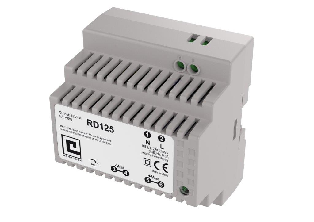 Alimentation à découpage rail DIN 5MOD 5 A 60 W HERACLES PCA-ALIMRD125