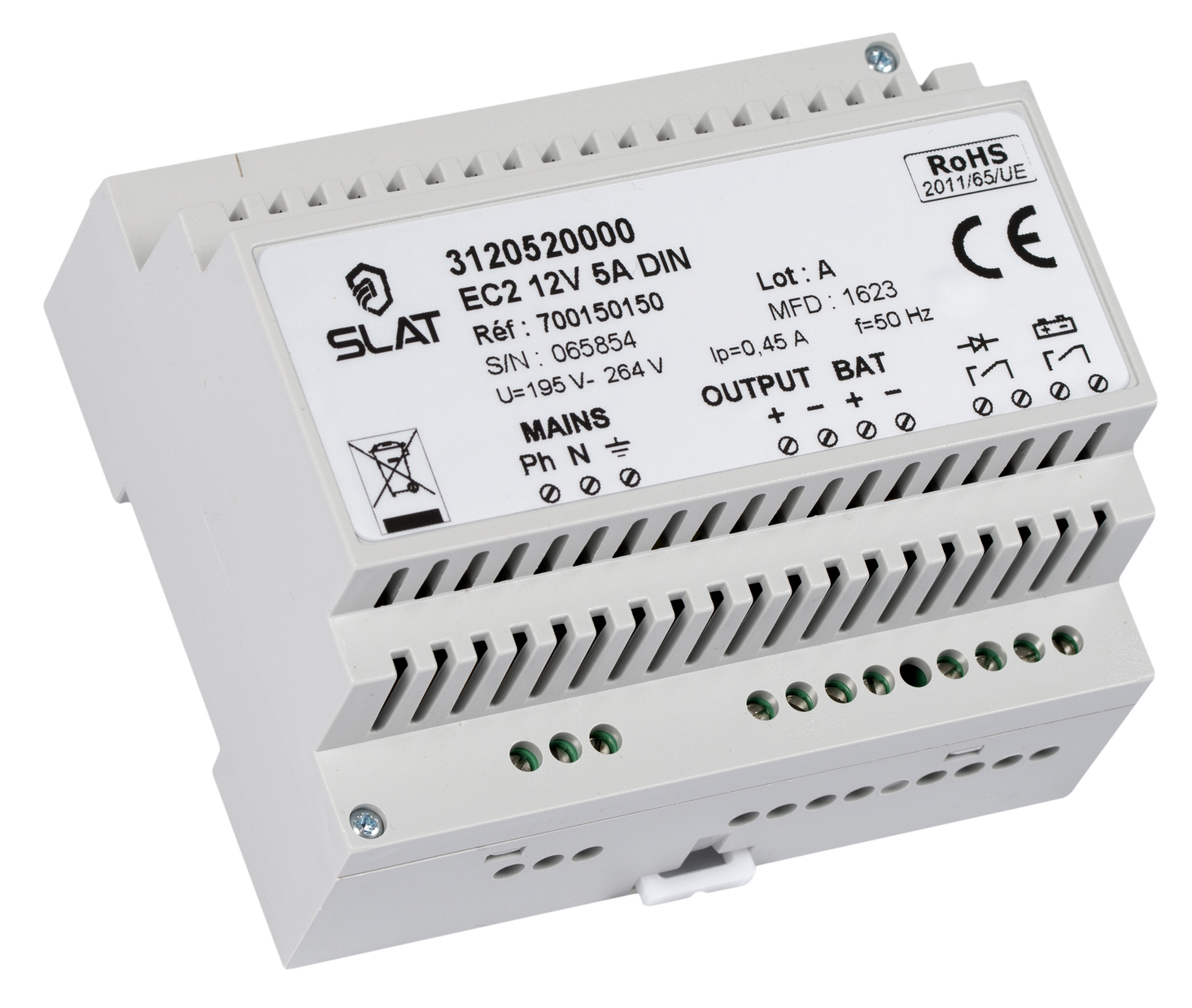 Alimentation chargeur 12 V 5 A pour rail DIN SLAT 312052000