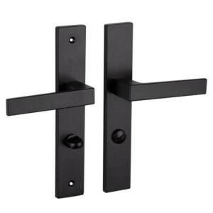 2 poignees de porte Nathan condamnation ALPERTEC, acier entraxe 195 mm