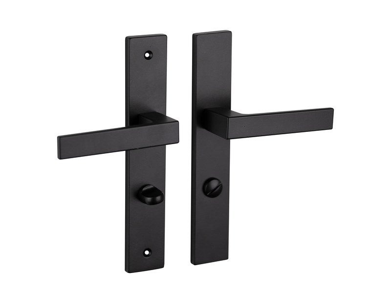 2 poignees de porte Nathan condamnation ALPERTEC, acier entraxe 195 mm