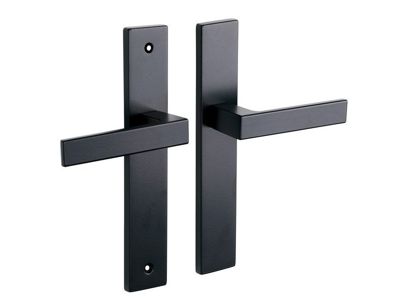 2 poignees de porte Nathan/loft sans trou ALPERTEC, acier entraxe 195 mm