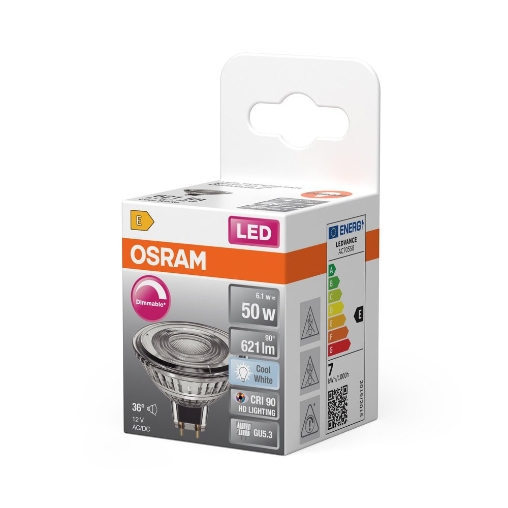 Ampoule led classique, réflecteur GU5.3, 621lm , blanc neutre, dimmable, OS