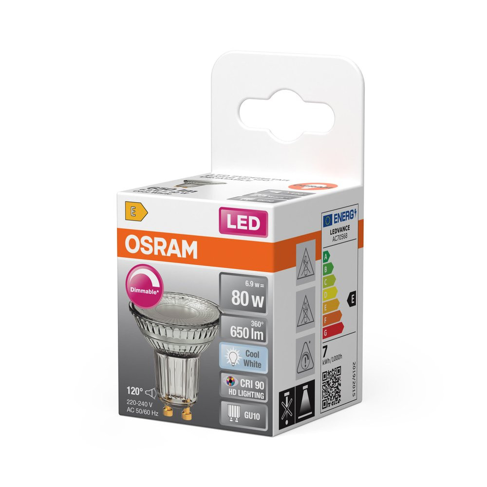 Ampoule led reflecteur gu10 verre 51w 650lm 120d blanc froid OSRAM