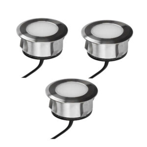 Lot 3 spots extérieur encastrables 3.8W, 3000K, 3x25lm, Ø69, Inox - PATIO