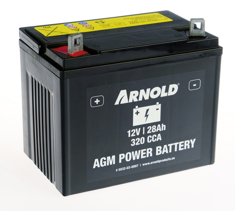 Batterie AZ107/AGM U1-320 SLA pour tracteur tondeuse, + terminal gauche
