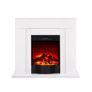 Cheminée électrique - Agnes & Corsica blanc wenge - 1500 W - flamme orange + télécommande