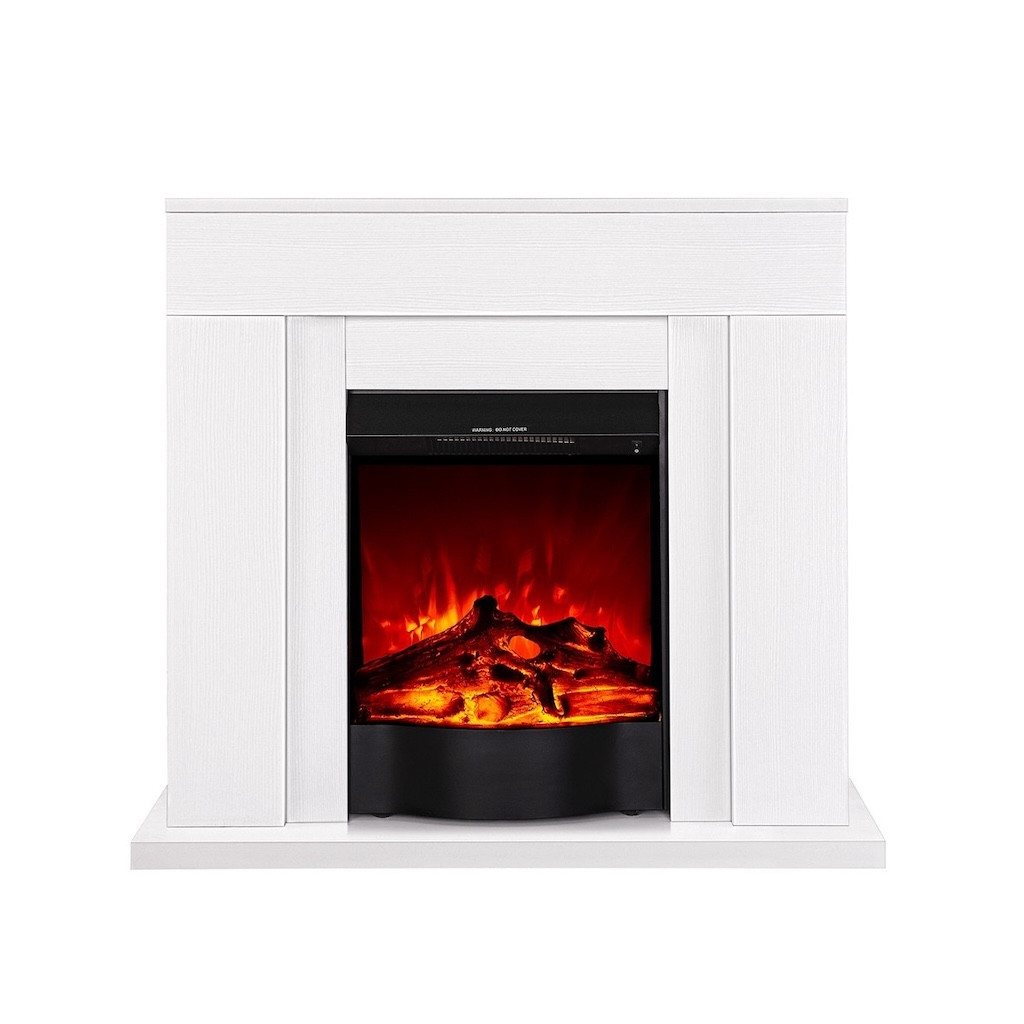 Cheminée électrique - Agnes & Corsica blanc wenge - 1500 W - flamme orange + télécommande