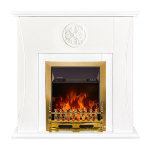 Cheminée électrique - Benedict & Gala Gold - 2000 W - Flamme LED - Blanc