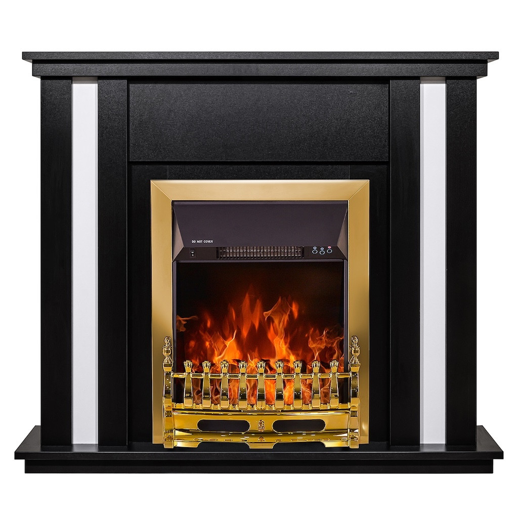 Cheminée électrique - Gustavo & Galileo Gold - 2000 W - Effet flamme & chauffage