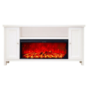 Cheminée électrique - Mozart & Tasmania - 1500W - Étagères de rangement - Télécommande