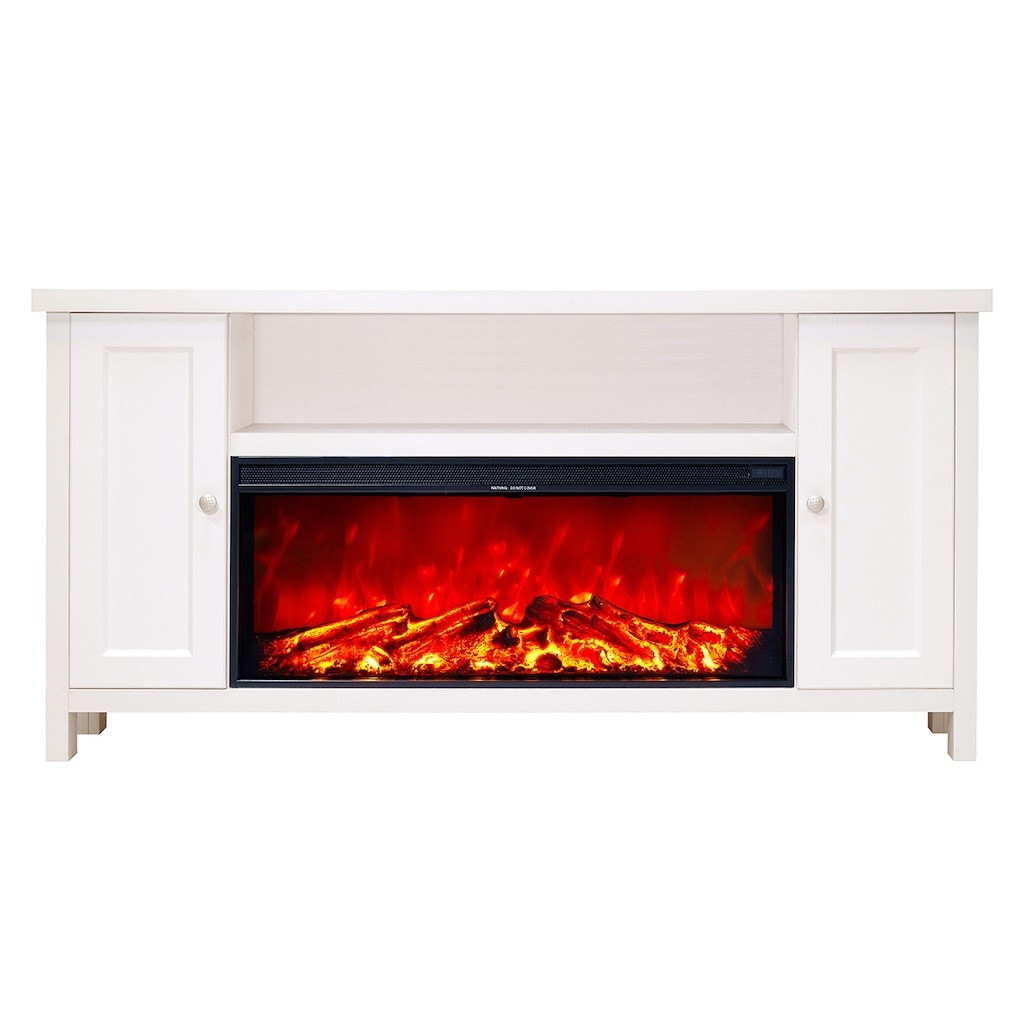 Cheminée électrique - Mozart & Tasmania - 1500W - Étagères de rangement - Télécommande
