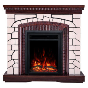 Cheminée électrique - Natali & Cris - 1500W - Flamme multicolore - Thermostat - Effet bois qui crépite