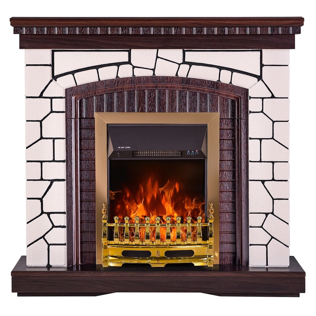 Cheminée électrique - Natali & Galileo Gold - 2000W - Télécommande - Design classique
