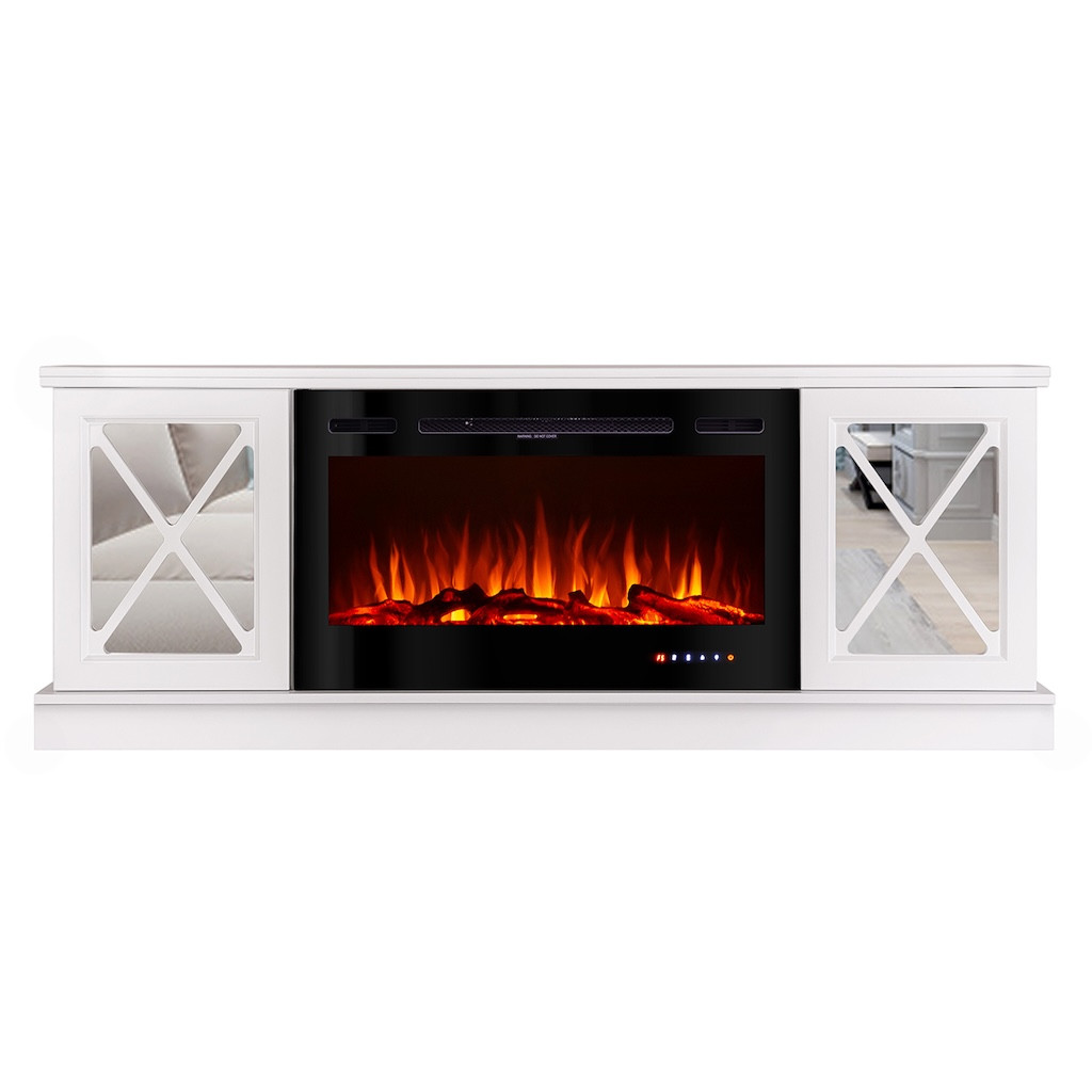 Cheminée électrique - Sorrento & Adeli - 1500W - blanc miroir