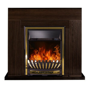 Cheminée électrique sur pied - Agnes Wengé & Meridian - 2000 W - flamme orange - style classique