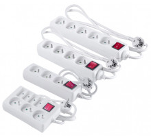 Multiprises avec interrupteur Bloc rectangulaire 7 prises (3 x 16A + 4 x 6A)