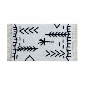 Tapis de bain l.50 x L.80 cm blanc/noir, Beni AZAO