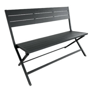 Banc pliant - LUCCA - Aluminium époxy graphite - Lattes - 120 cm