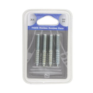 Lot de 4 vis double filet BAR PLUS, M8 x 50 mm