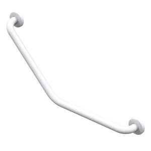 Barre d'appui en acier inoxydable recouvert d'epoxy coudée 135° 400 x 400 mm 2 zones de fixation AKW 01243WH