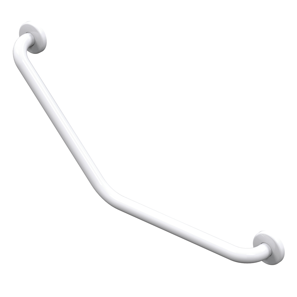 Barre d'appui en acier inoxydable recouvert d'epoxy coudée 135° 400 x 400 mm 2 zones de fixation AKW 01243WH