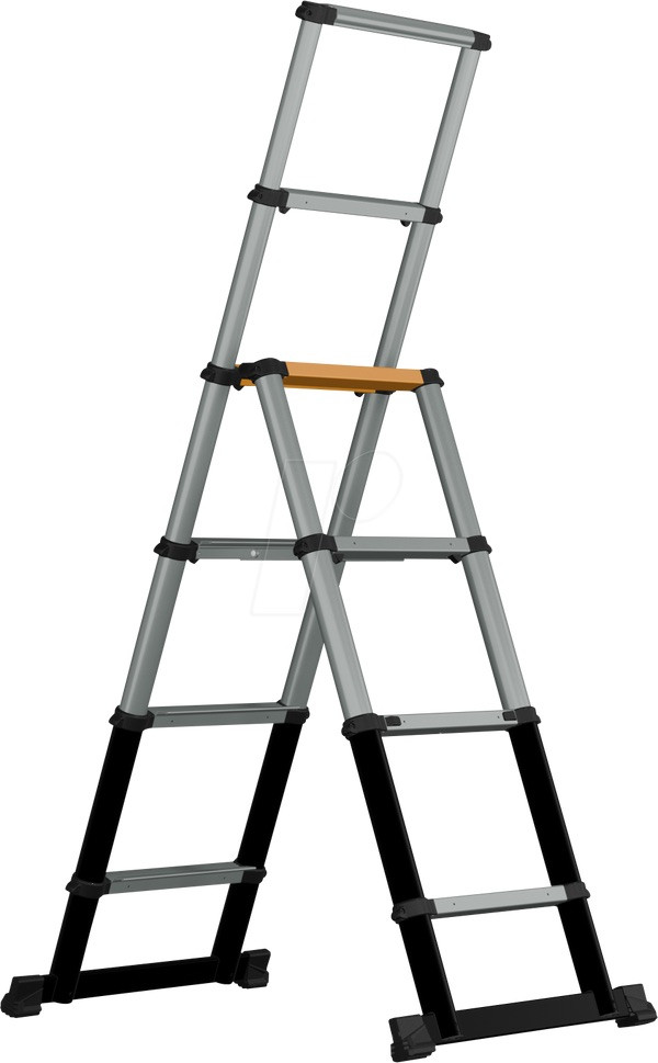 Escabeau télescopique aluminium - 2,05 m 7 marches - pliable compact