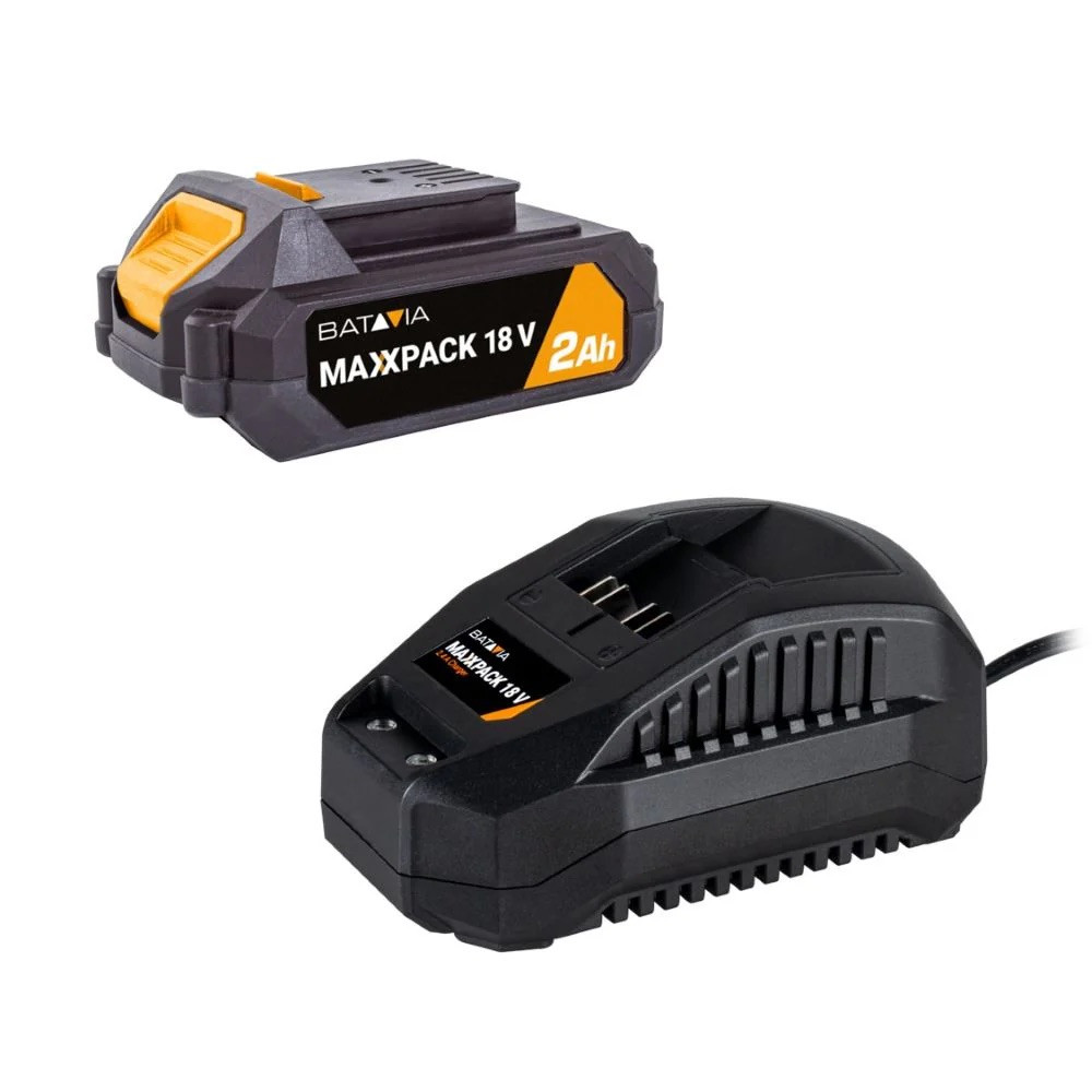 Kit batterie et chargeur 18V 2.0Ah - Maxxpack - charge rapide 2.4A - universel