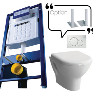 Bâti-support autoportant + cuvette WC suspendu + abattant + plaque de commande + pieds GEBERIT PROMO-AUTO ZT S20