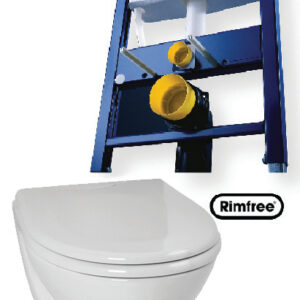 Bâti-support en applique + cuvette WC courte + abattant et plaque de commande sans jeu de pieds autoportant GEBERIT PROMO4