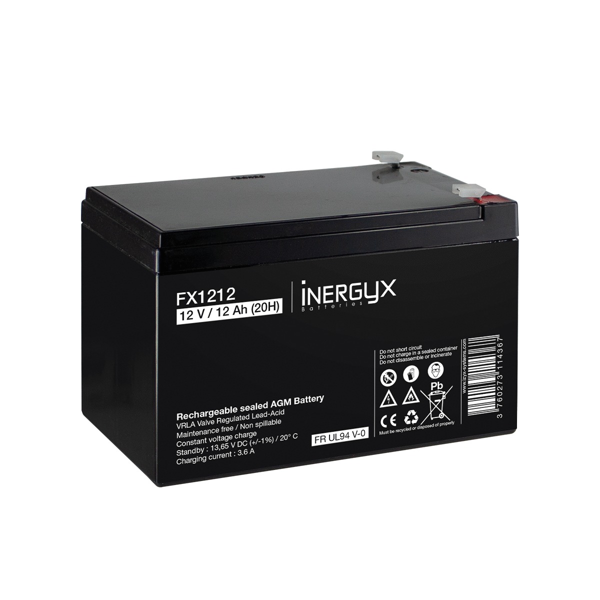 Batterie rechargeable 12VDC 12AH flamme retardante IZYX FX1212