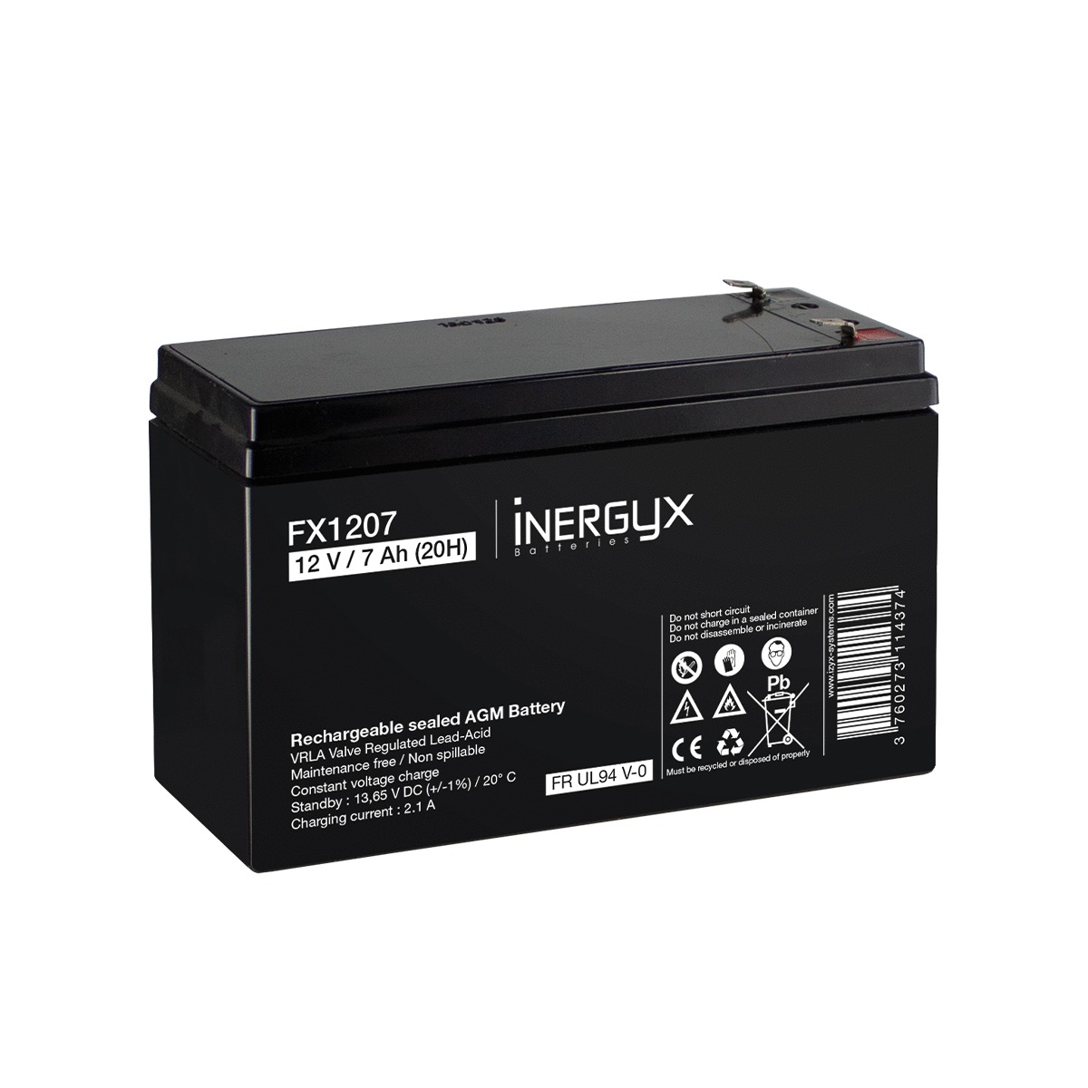 Batterie rechargeable 12VDC 7AH flamme retardante IZYX FX1207