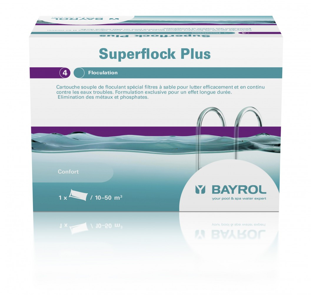 Clarifiant piscine BAYROL Superflock, tube 1 kg