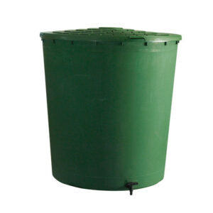 Récupérateur à eau rond 200L vert - couvercle clipsé et robinet
